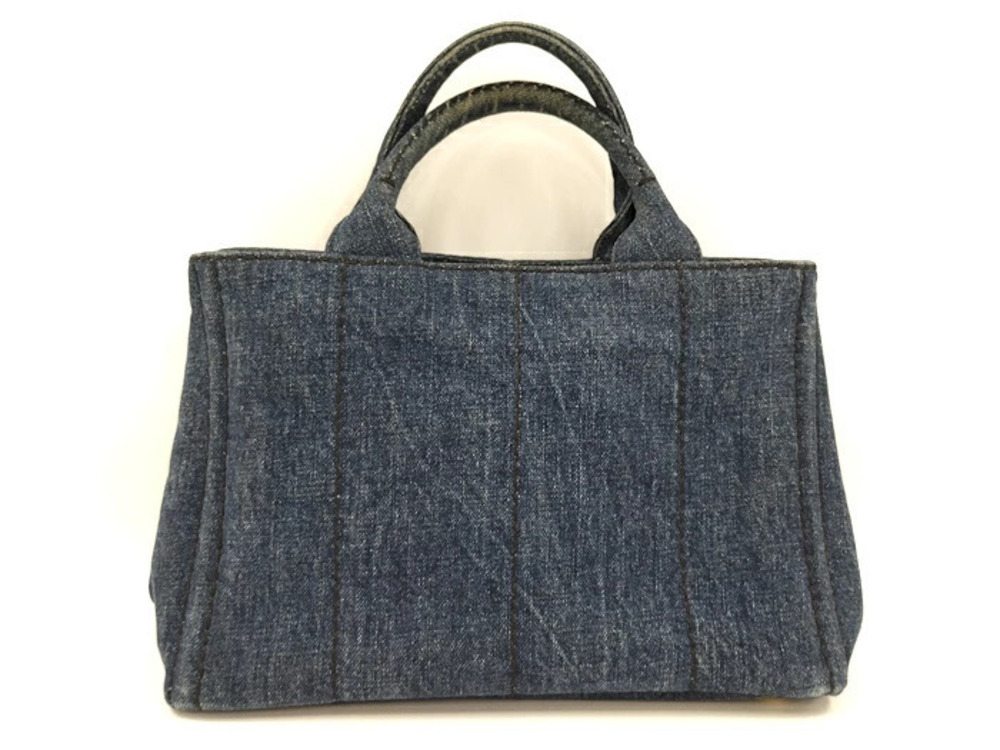 Prada Handbag Canapa Tote Denim Blue